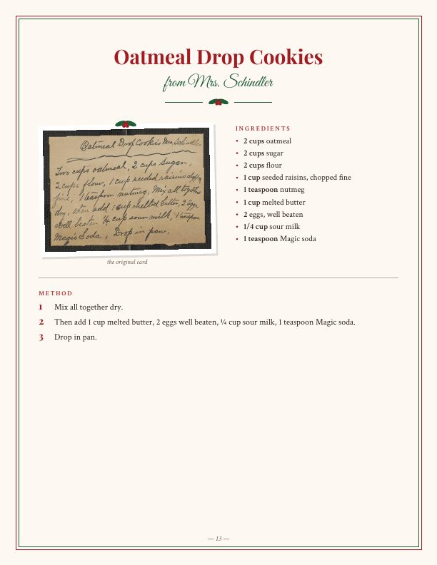 Holiday gift edition recipe page